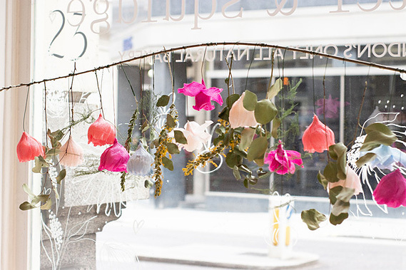 cutter & squidge hanging paper branch decor window façade