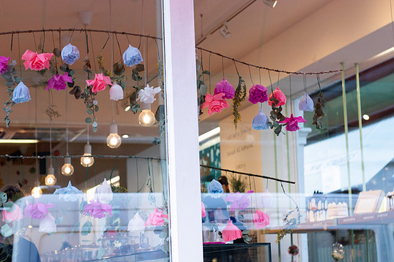 cutter & squidge hanging paper branch decor window façade