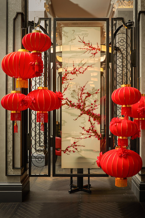mei ume chinese new year red lantern decor