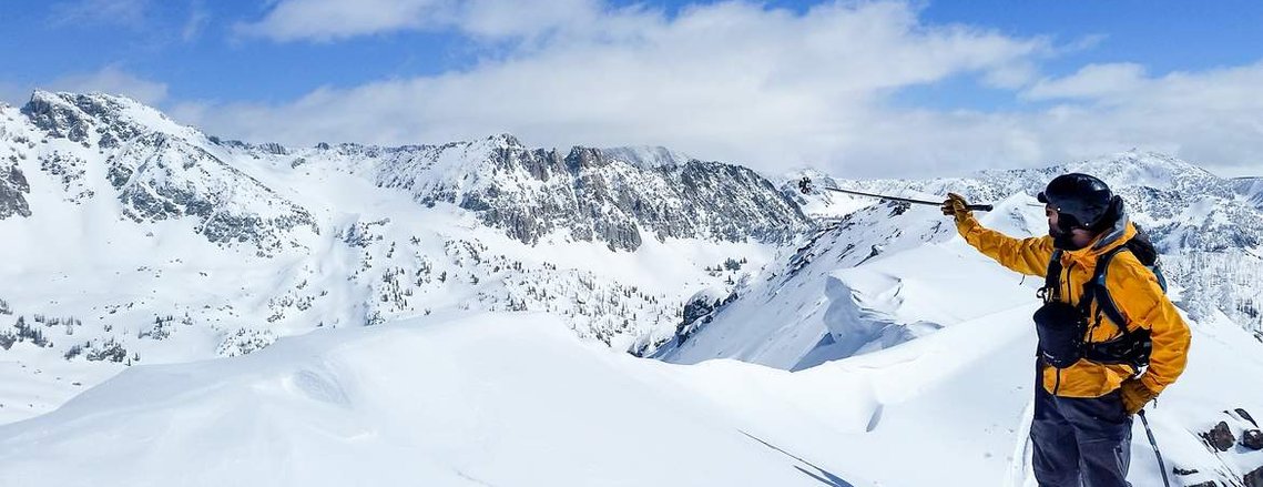 Photographer Jesse Levine ski touring in the Routt National Forest.  Photo: Brian Gardel