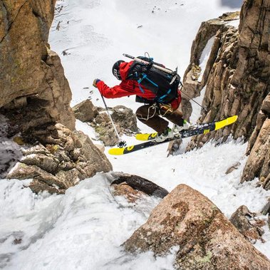 Photographer Jesse Levine skiing in Rocky Mountain National Park, Colorado.  Photo: John Dickey