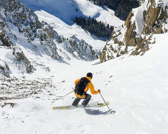 Ski Photographer Jesse Levine skiing in the Colorado Backcountry
