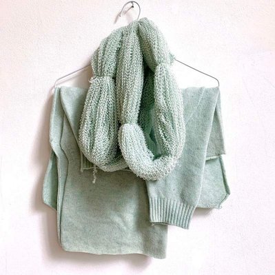 A dissected sweater, partly unraveled.