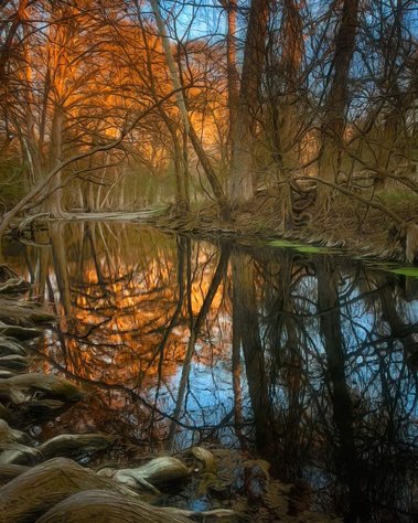Sunset on the Cibolo Creek, Boerne, TX