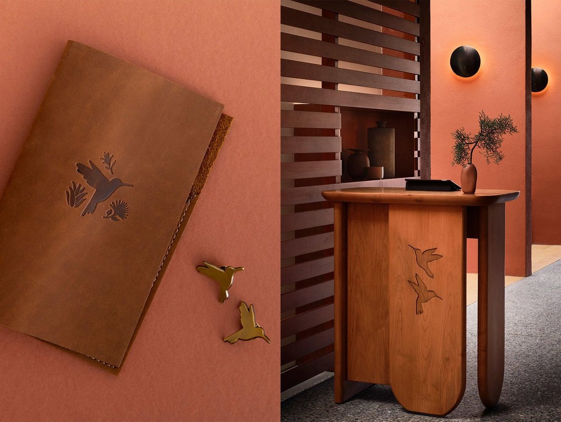 Mii Amo spa menu holder and host stand