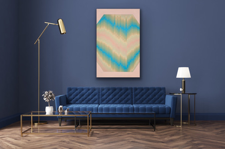 Flux 3 colorfield painting, hard edge geometric abstraction acrylic on canvas 2021. Art inspired by the pandemic.