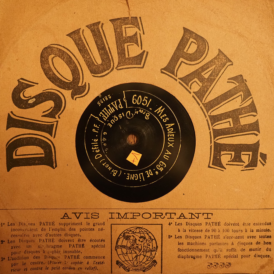 Mes adieux au 63e Ligne disque à 100 tours pour gramophone