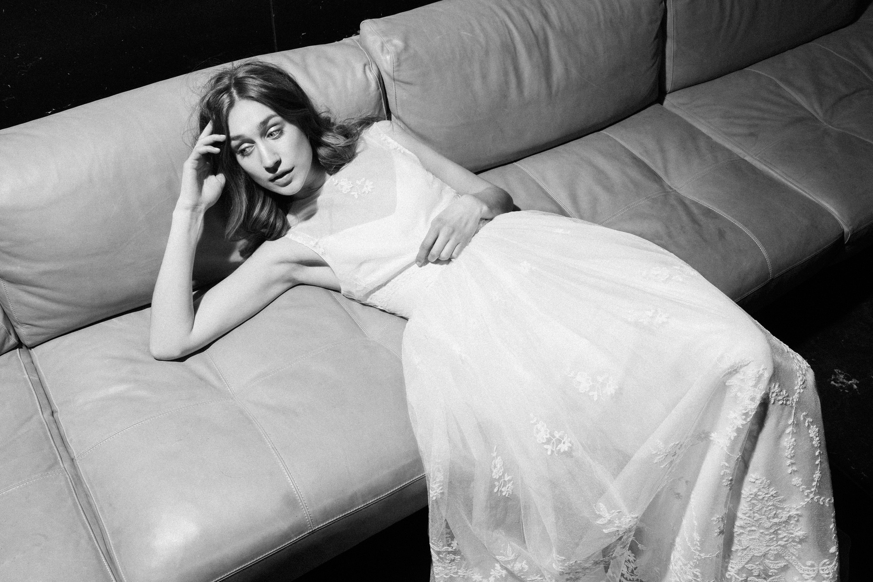 Maria Fekih´s 2018 bridal collection is inspired by past decades to add a couture elegance from the 40s and the playfulness of the 70s to the collection using fine French laces with bees and gold dots. Shot at Hotel Nobis CPH
