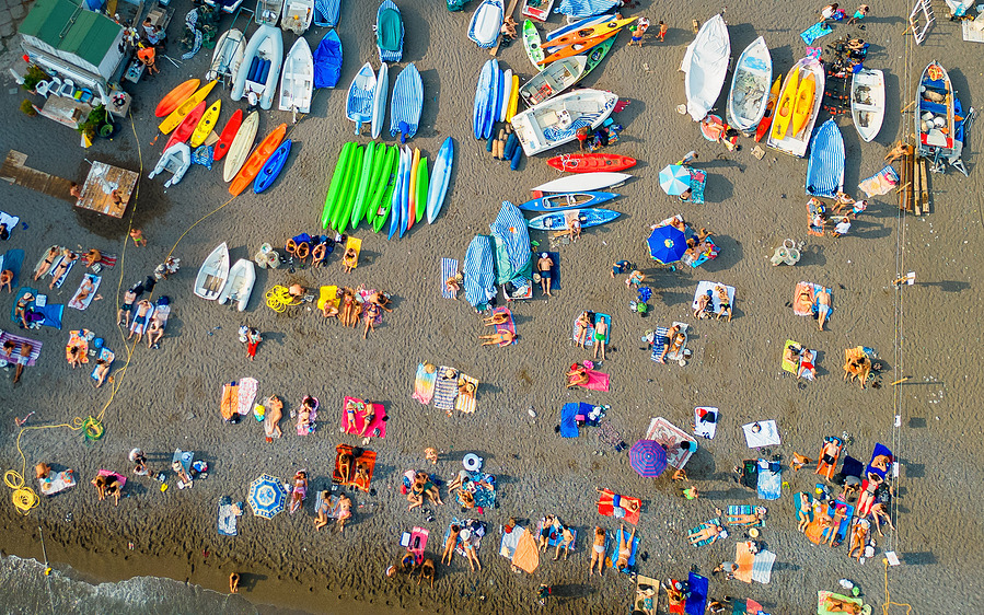 Aerial view of a beach in Positano