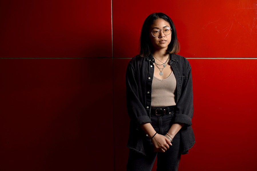 Kyleah Geonzon poses for a photo in the Cesar Chavez Building at San Francisco State University on March 1, 2022. (Karina Patel/Golden Gate Xpress)