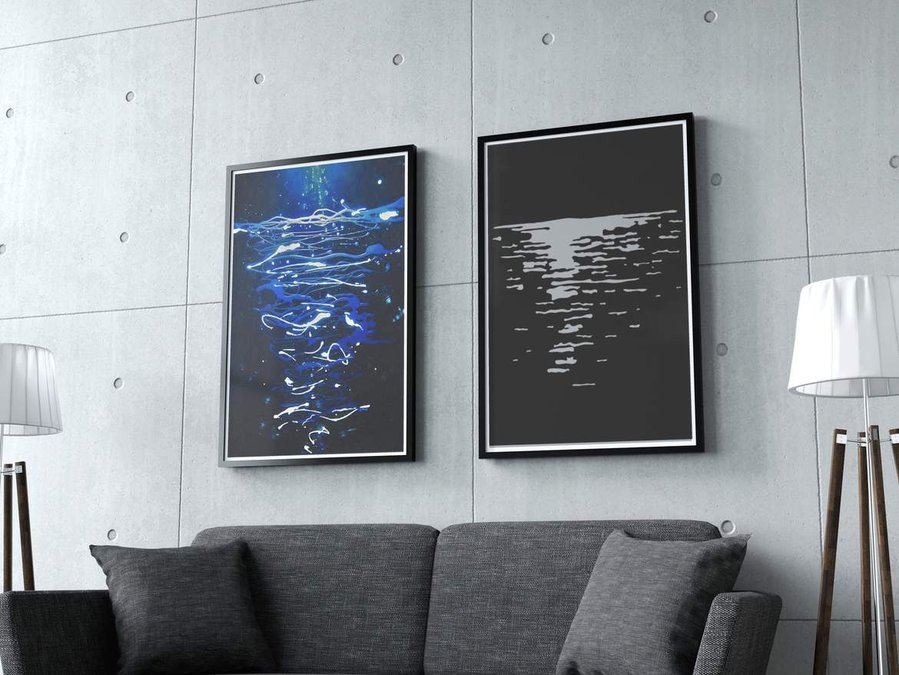 This is "Calm" one of a 4-pieces artwork of the artist Marcello Ghirardi Paganella, part of  its "Aqua" Collection realized with Donata Lombardi.
