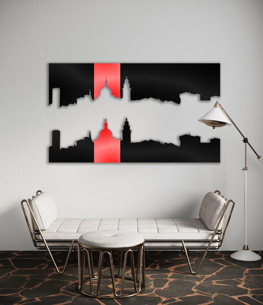 This is "Dichotomìa" an artwork of the artist Marcello Ghirardi Paganella, part of  its "Skyline" Collection.