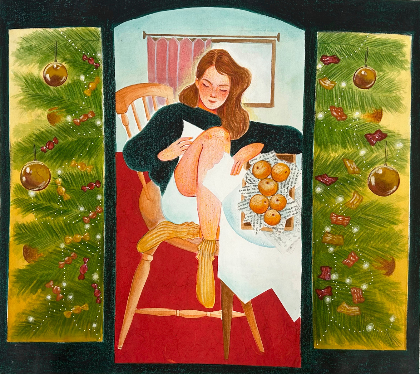 Dedicated to my Mother. During Christmas time in Canada, my great-grandmother would send oranges back to her daughter and grandchildren in then Soviet-occupied Poland, where oranges were not available.
