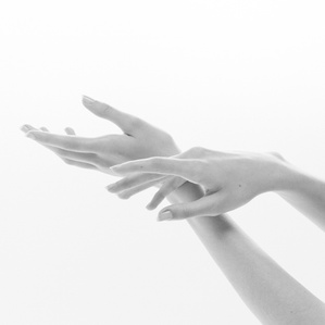 Beautiful hands in black and white, soft skin Rebecca Bagnol