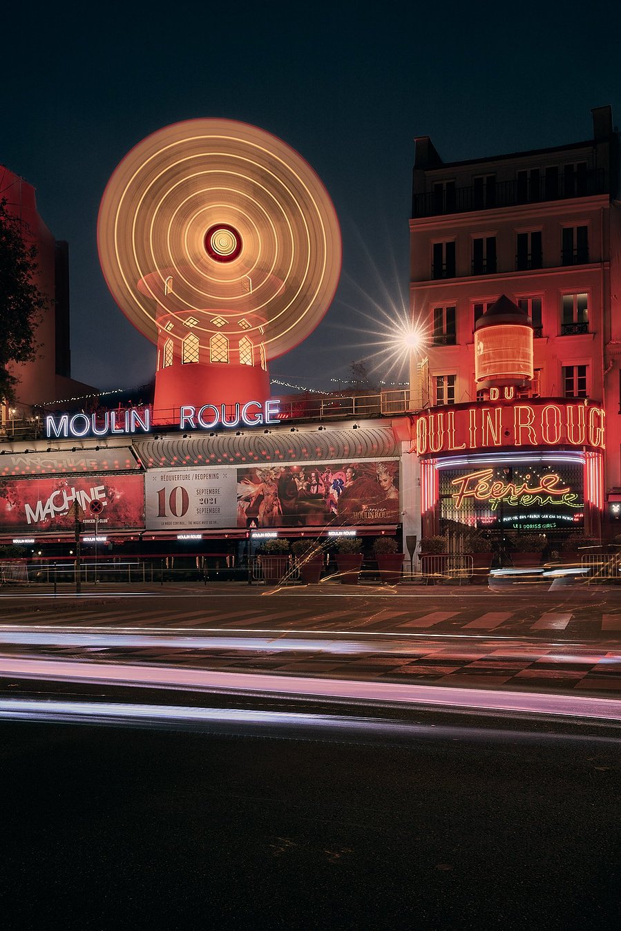 The Moulin Rouge at night, near Pigalle in paris