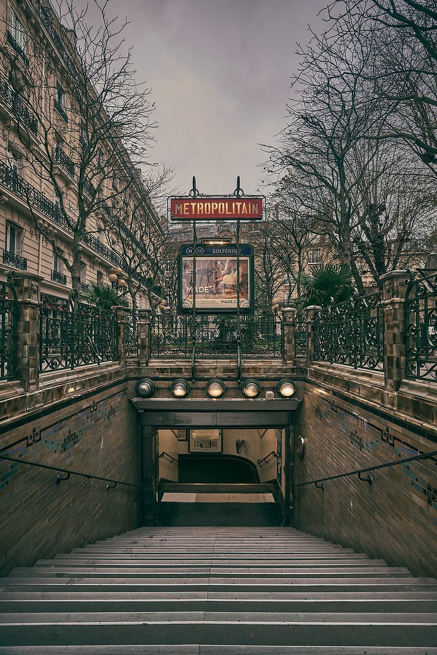 Metro subway station in  Paris, France