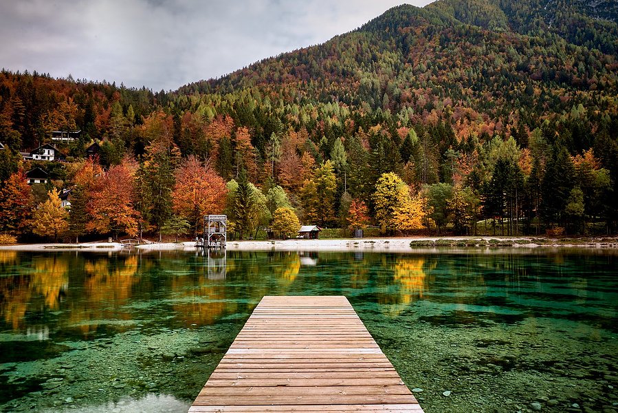 a dock in Lake Jasna in Slovenia
