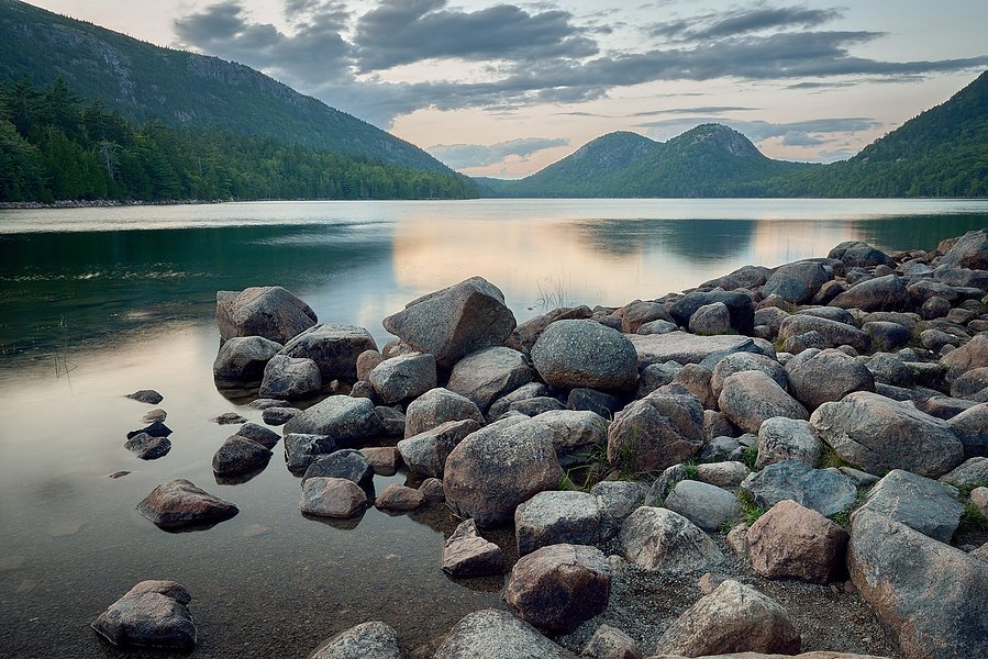 Sunset at Jordan Pond in Acadia National Park in Maine
