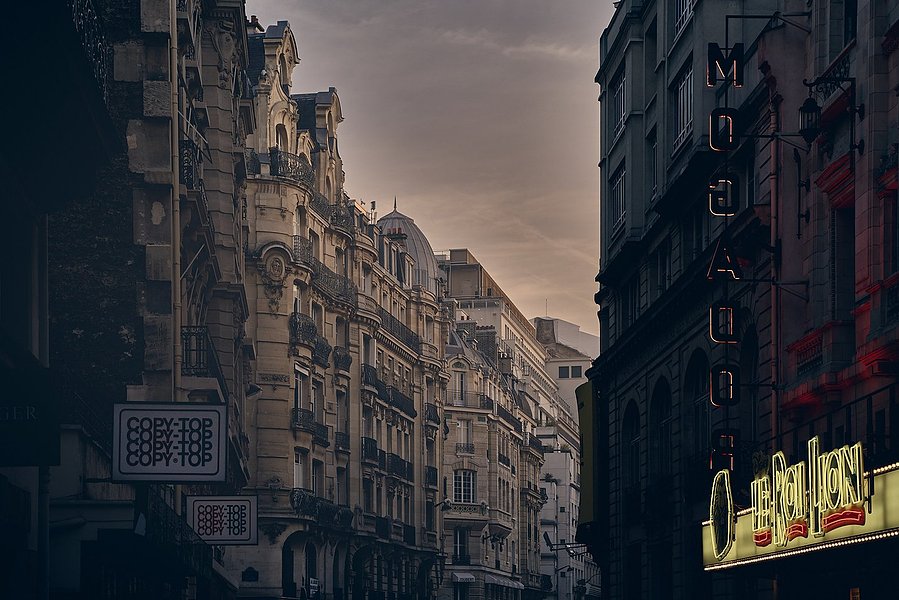 Looking down a Théâtre Mogador in paris, France le roi lion (the lion king)