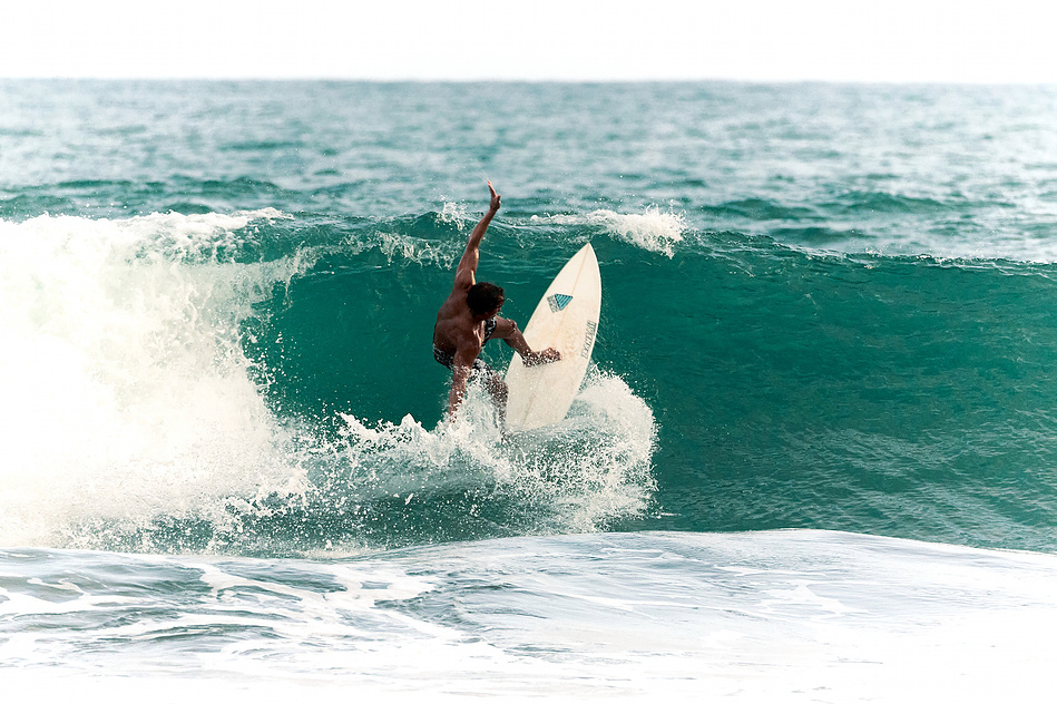 Surfing big waves in Jaco, Costa Rica