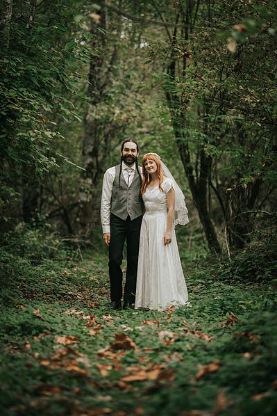 Bride and Groom in wedding ceremony, Country Wedding in Dove Creek, Courtenay, Vancouver Island