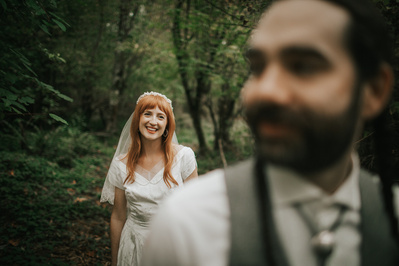 Bride and Groom in wedding ceremony, Country Wedding in Dove Creek, Courtenay, Vancouver Island