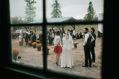 Bride and Groom in wedding ceremony, Country Wedding in Dove Creek, Courtenay, Vancouver Island