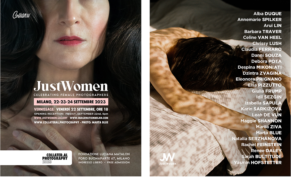 Promotional flyers for the Just Women exhibition in Milan, Italy
