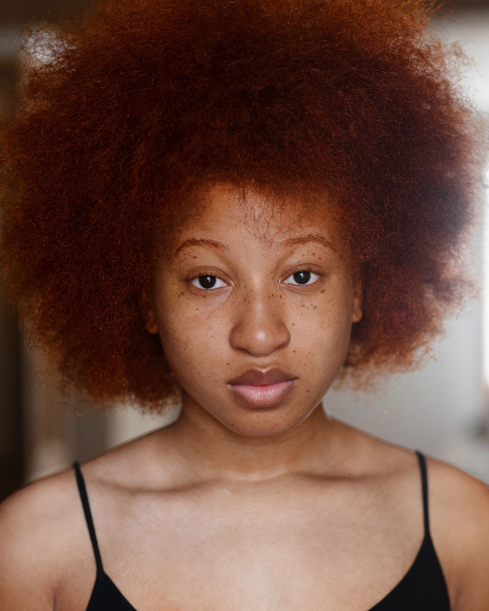 red hair girl with afro 