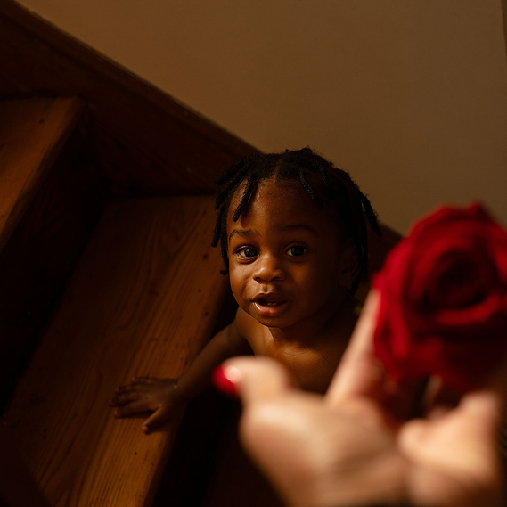 red rose and a baby boy