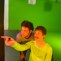 Ade Music video Ambivert. Behind the scenes from Oliver Levine animation. green screen