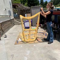 Ade Music video Ambivert. Behind the scenes from Oliver Levine animation. window frame yellow