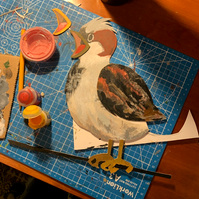 Ade Music video Ambivert. Behind the scenes from Oliver Levine animation. Paper cutout puppets. bird
