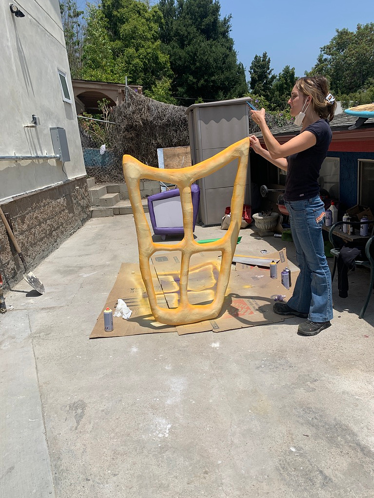 Ade Music video Ambivert. Behind the scenes from Oliver Levine animation. window frame yellow