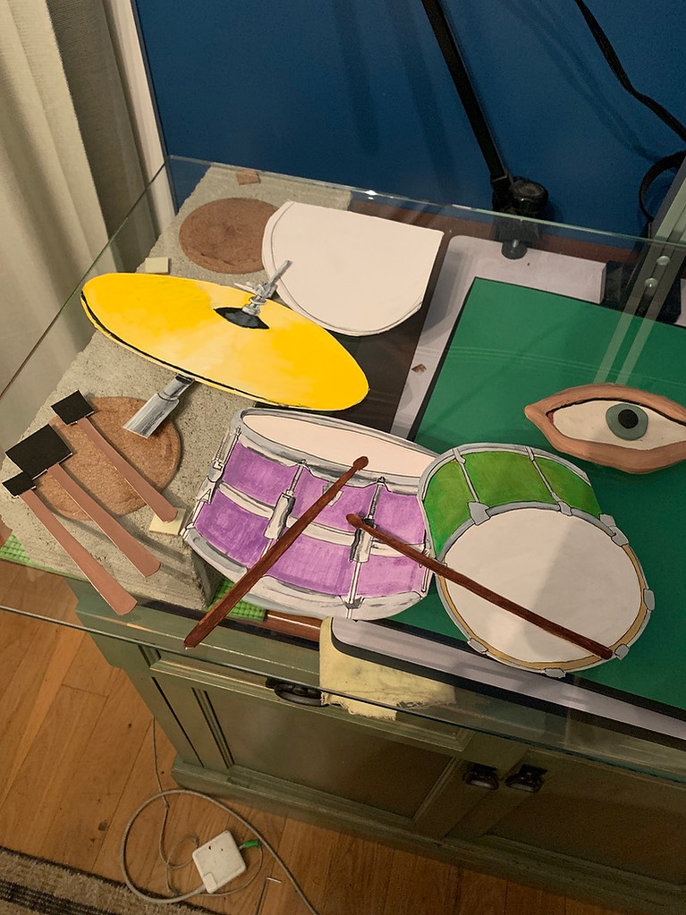 Ade Music video Ambivert. Behind the scenes from Oliver Levine animation. Paper cutout puppets
