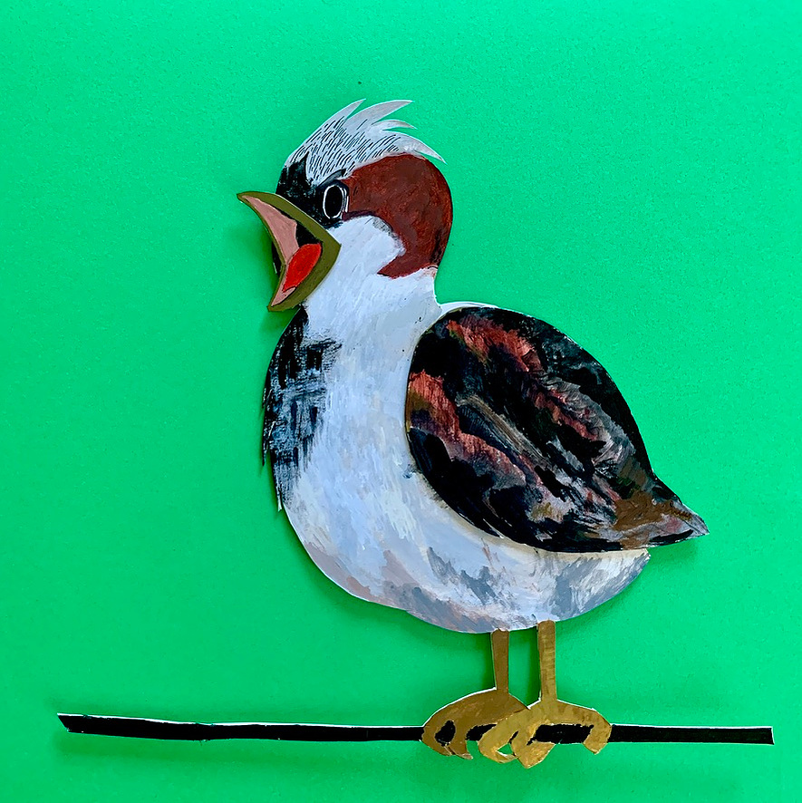 Ade Music video Ambivert. Behind the scenes from Oliver Levine animation. Paper cutout puppets. bird
