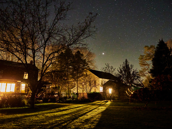 Night Sky over a row of homes, Hudson Valley.