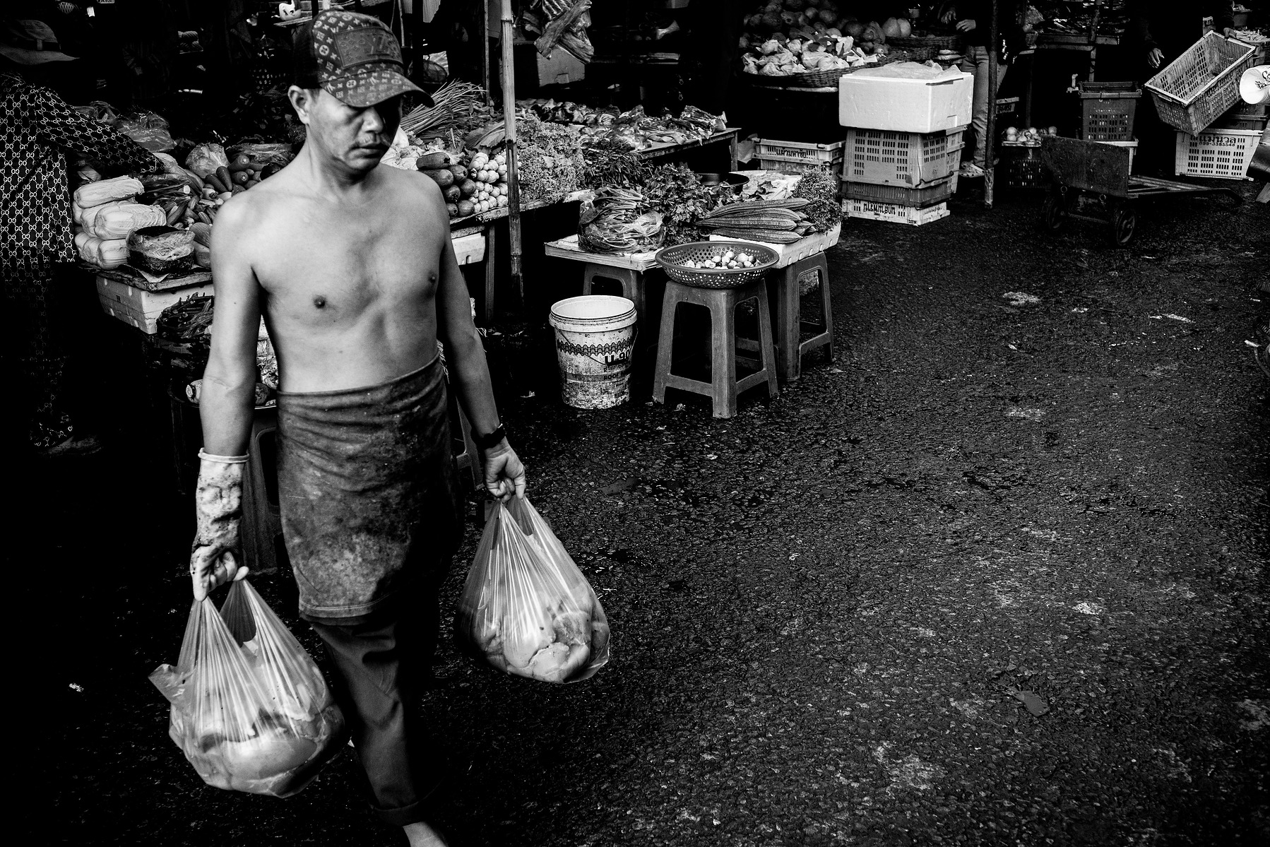 A scene in the a wet market in Siem Reap