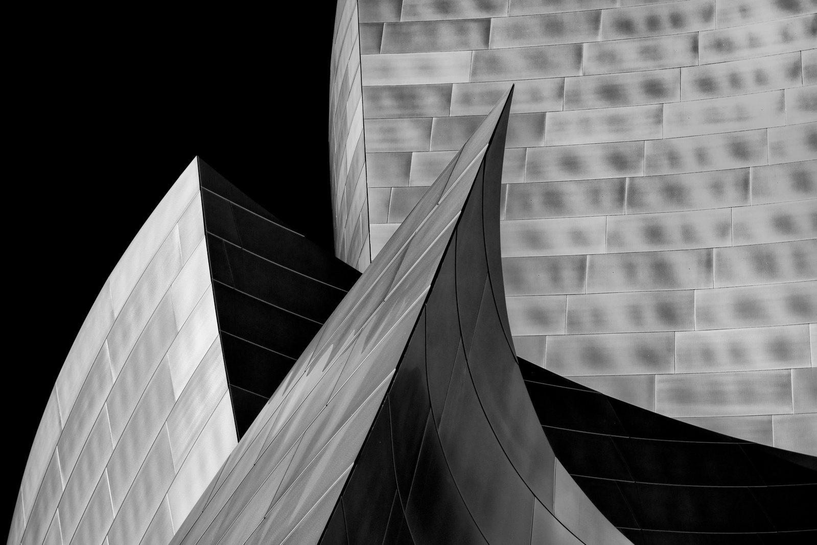 Disney Concert Hall - abstract architecture Los Angeles California Black and white abstract