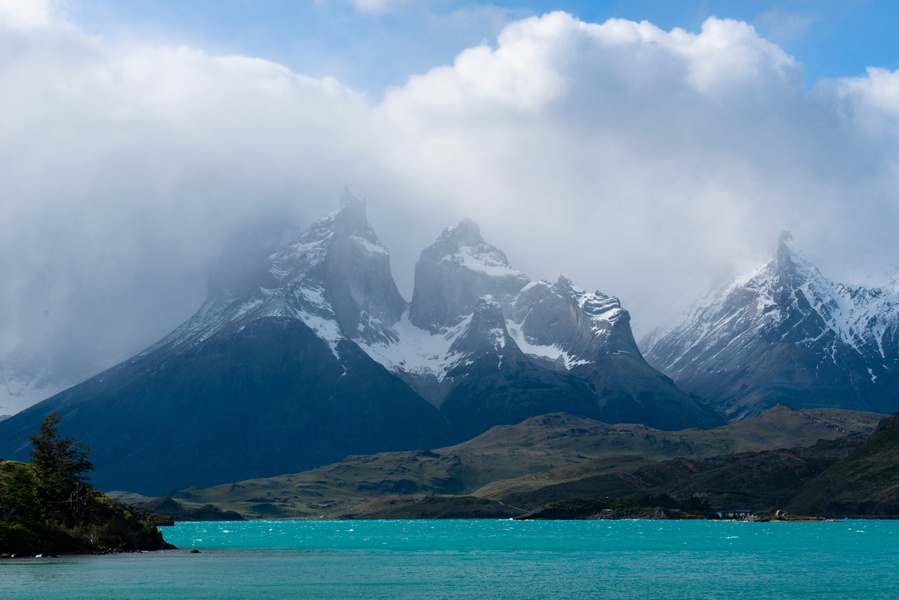 Cerro del Painbe Mountains in Patagonia, Chile as you look across Lago Pehoe