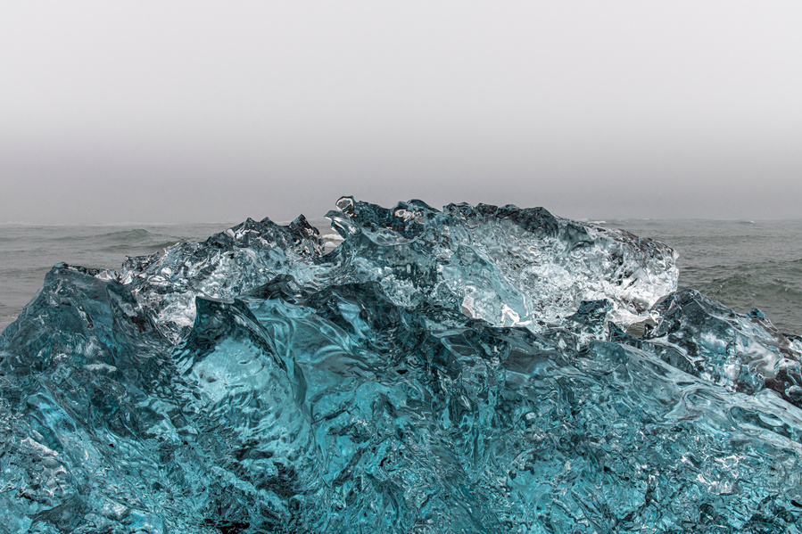 Diamond Beach at Jokulsarlon Glacier Lagoon, Black Sand and Icebergs