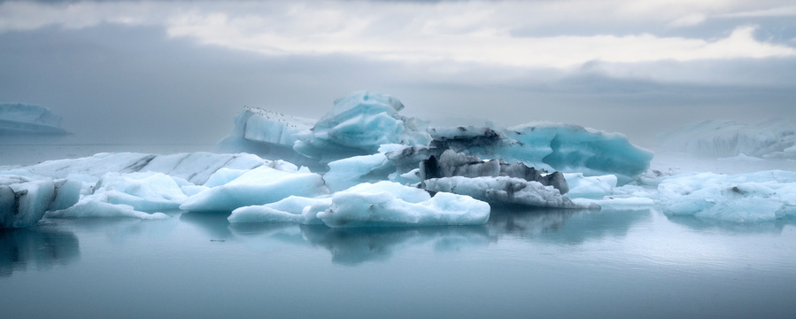 Jokulsarlon Glacier Lagoon Icebergs panorama