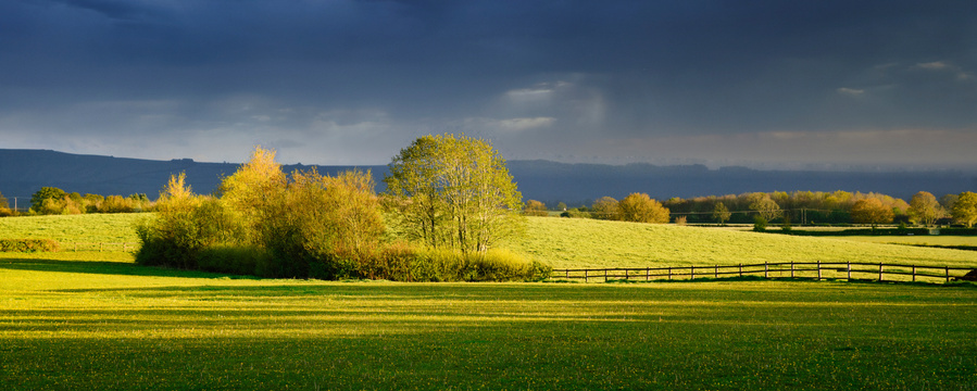 The fields outside our door as the sun sets and a storm has passed, Little Coxwell, Oxfordshire.