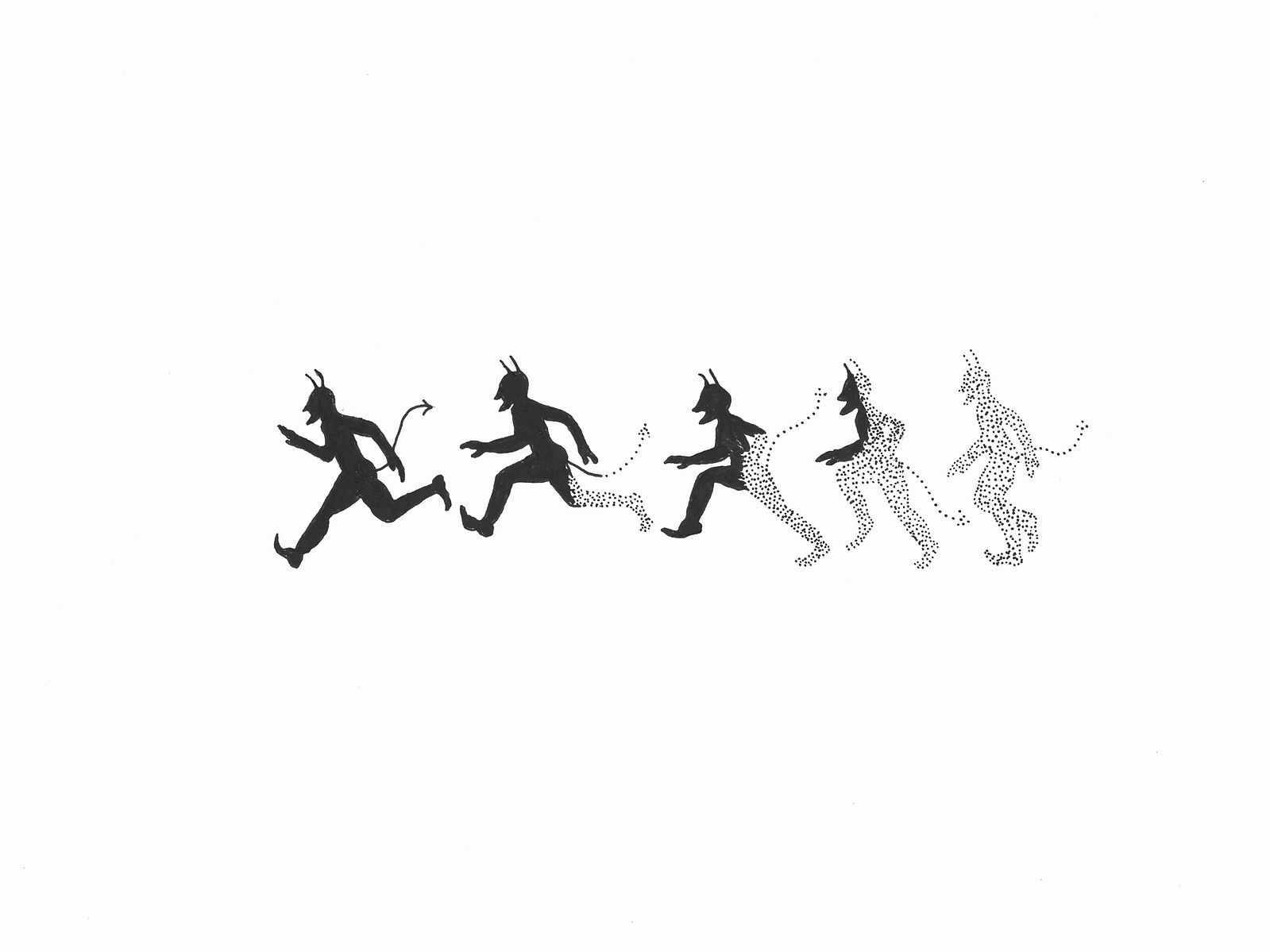 Demons running original drawing - Rainblow