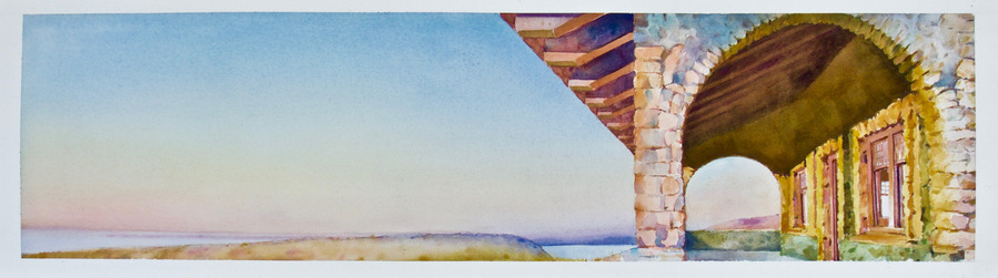 BEECH HILL ARCHES, 2022, watercolor, 10 x 36"