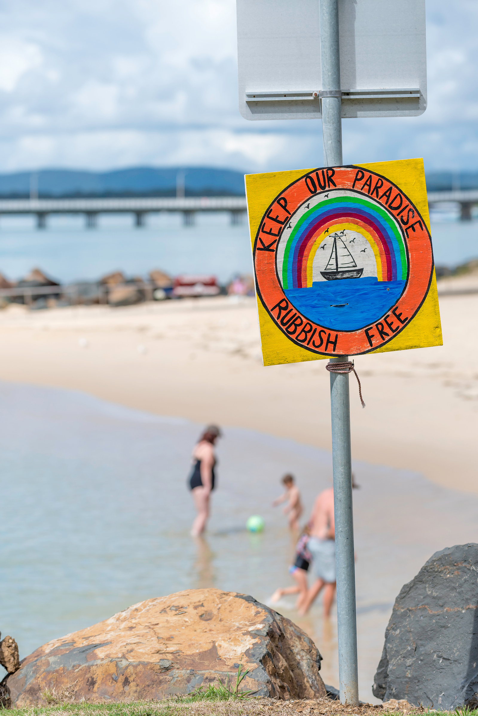 NSW mid north coast, New South Wales, Australia, Australian, beach, Tuncurry, anti-litter signs