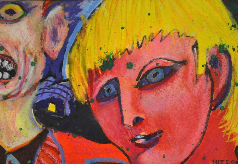 "Lex in Red", 2005.6.5"x4.5.Mixed Media