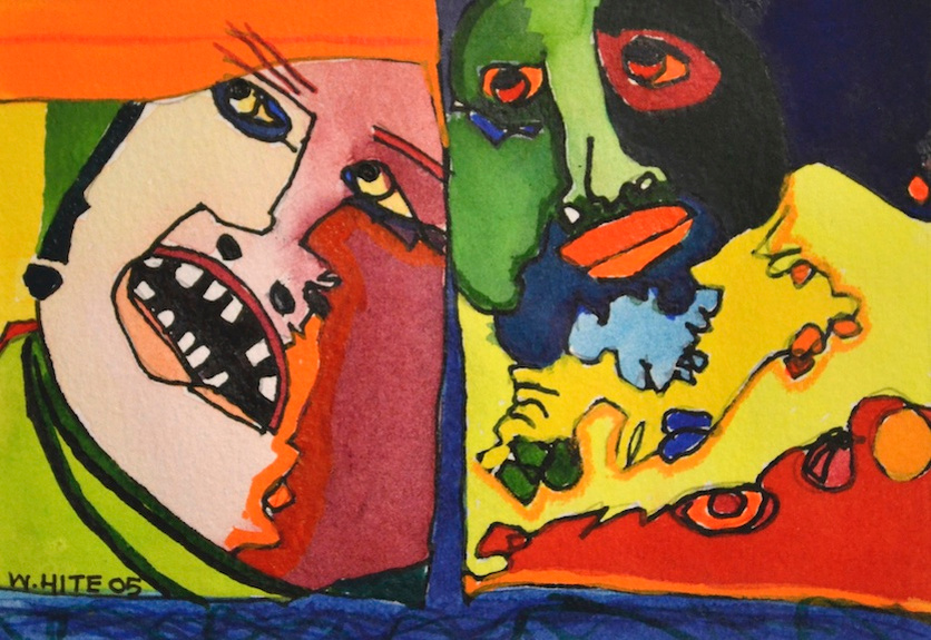 "Two Moods", 2005.6.5"x4.5".Mixed Media
