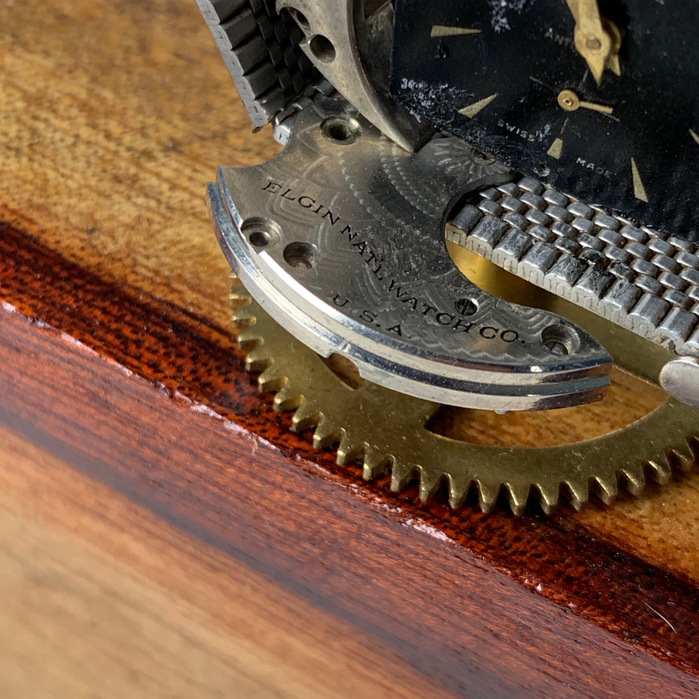 The Swag motorcycle is made using vintage clock and watch parts by Julio Milanes from Time Rider Designs.