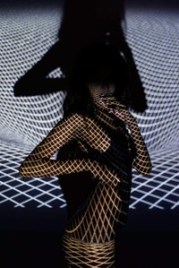 female model portrait geometrical concept with projector photoshoot with best indian advertising photographer based in mumbai india